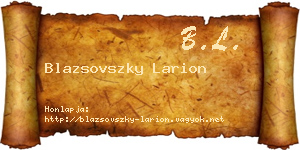 Blazsovszky Larion névjegykártya
